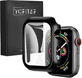 2021改良モデル YOFITAR Apple Watch 用 ケース series6/SE/5/4 44mm アップルウォッチ保護カバー ガラスフィルム 一体型 PC素材 全面保護 超薄型 装着簡単 耐衝撃 高透過率 指紋防止 傷防止 ブラック