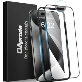 1枚が3枚に匹敵 防塵一体式設計 OAproda ガラスフィルム iPhone 15 Pro Max 用 全面保護 硬度が9Hを超え 強化黒縁 ガイド枠付き iPhone15Pro Max 対応 6.7インチ用 貼り付け簡単