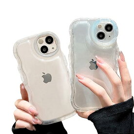 saymi s クリア ウェーブ おしゃれ 韓国 iPhone13 ケース アクスタ収納 推し活にぴったり 手にフィット 透明 可愛い シンプル (iPhone13)