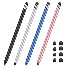 MEKO タッチペン 4本セットスタイラスペン タブレット スマートフォン ス iphone iPad Android たっちぺん イラスト ツムツム ゲーム スマートフォン ペン 4本+交換ペン先 8