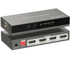 4画面 同時出力 4K HDMI 分配器 4出力 スプリッター Euscmaic 1入力4出力 同時出力 4分岐 4画面 3D 映像 入力側 PS4 PC Switch 対応 出力側 シャープ TV モニター プロジェクター 対応