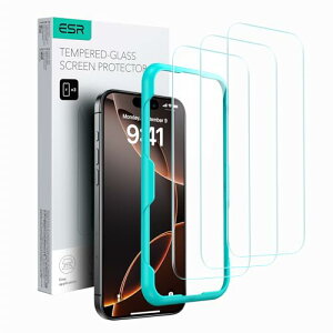 ESR iPhone 16 Pro Max �K���X�t�B���� �X�N���[���ی�t�B����3�� �����K���X�t�B���� �ȒP���t���c�[���t�� �d�x9H �R���K�i�̔�U�h�~�� HD �Ϗ���