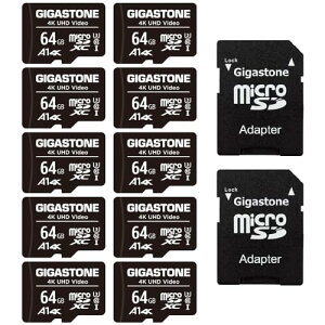 Gigastone }CNsdJ[h 64GB 10Zbg, SDA_v^t, 4K UHD rfI Be, 90MB/S, MicroSDXC UHS-I A1 U3 C10