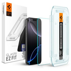Spigen iPhone 16 Pro �K���X�t�B���� ���˖h�~ �A���`���t���N�V���� 9H�d�x�����K���X �\��t���L�b�g�t�� iPhone16Pro ���˖h�~�t�B���� ��U�h�~ 2���� EZ Fit