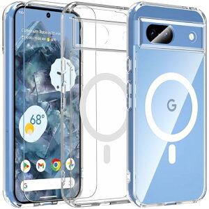 BESINPO Google Pixel 8a ケース ガラスフィルム付き MagSafe対応 Pixel 8a ケース 透明 黄ばみなし マグネット搭載 マグセーフ対応 グーグル ピクセル 8a カバー 全面保護 耐衝撃 レンズ保護 薄型 軽量