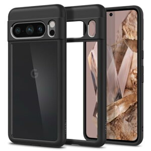 Spigen Google Pixel8 Pro �P�[�X �N���A TPU �o���p�[�P�[�X 2�d�\�� �ČRMIL�K�i�擾 �ϏՌ� ���菝�h�~ ���΂ݖ��� ���C�����X�[�d�Ή� �E���g�� �n�C�u���b�h ACS06317 (�}�b�g �u���b�N)