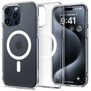 Spigen �n��18�N�̋Z�p�� iPhone 15 Pro �P�[�X MagSafe ������ �N���A �ϏՌ� �ČRMIL�K�i�擾 �X�g���b�v�z�[�� ���ϗ}���X�g���b�v�z�[�� 2�d�\�� �����Y�ی� �C�菝�h�~ MagSafe ���C�����X�[�d�Ή� 