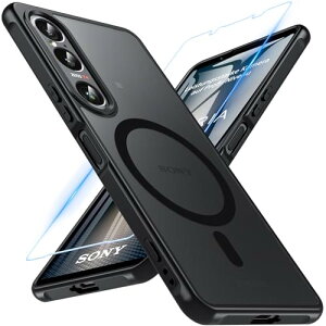 For Sony Xperia 1 VII ケース ガラスフィルム付き MagSafe対応 半透明 耐衝撃 米軍MIL規格 黄変防止 指紋防止 ワイヤレス充電対応 ストラップホール付き xperia 1 VII カバー SO-51F/XQ-FS44/S