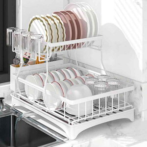 水切りラック 自動排水 2段式 大容量 ディッシュラック キッチン収納 食器乾燥 皿立て 箸収納 組み立て簡単 台所用