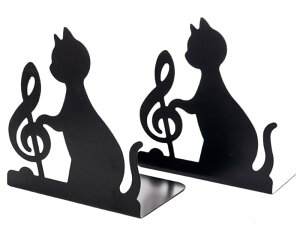 umely ブックスタンド 本 ブックエンド 本立て デスク収納 ブックホルダー 仕切りスタンド 黒 ブラック 猫 2個セット