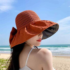 帽子 レディース 麦わら帽子 ストローハット リボン UVカット 遮光 広つば フェイスカバー 小顔効果 日焼け対策 通気性 速乾 春夏 カジュアル おしゃれ ブラック ベージュ カーキ