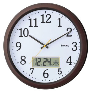 ランデックス(Landex) 掛け時計 ダークブラウン 32.5cm ディアタイム アナログ 日付 曜日表示 静音 連続秒針 9142DBR