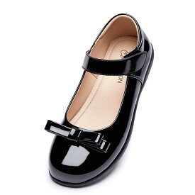 シューズ 女の子 キッズ 子供 ブラック 黒 パンプス レザー調 フラットシューズ ストラップ マジックテープ 発表会 フォーマル 入学式 卒業式 通学 スクール 結婚式 プリンセス ソフトソール 歩きやすい 快適