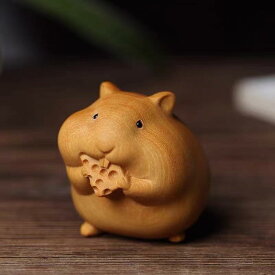 置物 かわいい 黄楊木 崖柏 ミニ 動物 干支 ネズミ アニマルモチーフ 手持ち飾り 卓上オブジェ 木彫り 工芸品 インテリア コレクション 縁起物