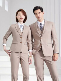 スーツ セットアップ メンズ レディース 共用 ジャケット ベスト ビジネス フォーマル 正装 オフィス ワークウェア 制服 通気性 洗濯可能 耐久性 シワになりにくい ポリエステル スリム