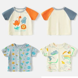 Tシャツ ベビー キッズ 男の子 女の子 1-3歳 半袖 コットン100% 丸首 カジュアル おしゃれ かわいい カートゥーン柄 春夏 普段着 快適 柔らかい