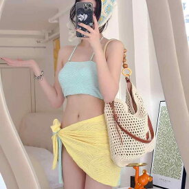 水着 レディース ビキニ セパレート スカート 韓国風 ガールズ セクシー バックオープン ハイウエスト 配色切り替え バイカラー 体型カバー 胸パッド付き ノンワイヤー 春夏 プール ビーチ リゾート