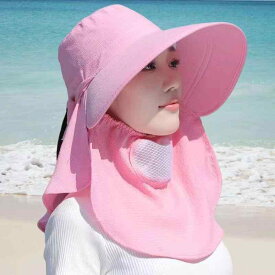 帽子 レディース UVカット 日よけ 日焼け対策 フェイスカバー 首元カバー つば広 バケットハット サファリハット 通気性 アウトドア レジャー 夏 サマー 綿