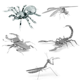 立体パズル 金属製 組み立て式 DIY 精密 メタル模型 昆虫シリーズ トンボ サソリ カマキリ クワガタムシ タランチュラ コイ ホビー 大人向け