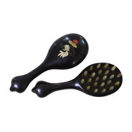 コーム 黒檀 羊角 蓮と魚象嵌 手彫り 頭皮マッサージ スカルプケア ヘッドスパ 経絡ケア ツボ押し 血行促…
