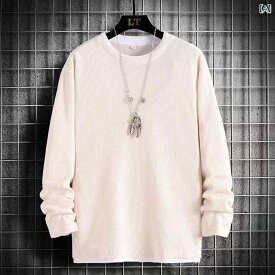 Tシャツ メンズ 春秋 長袖 ワッフル生地 重ね着風 丸首 プルオーバー カットソー カジュアル 切り替え ゆったり インナー 無地