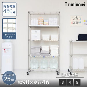 棚 ラック シェルフ 収納 収納棚 おしゃれ キャスター付き オープンラック 防錆 梅雨 水回り キッチン プレミアムライン ラック 1枚ソリッドシェルフ 幅90 奥行46 3段 高さ90 4段 高さ120 4段 高