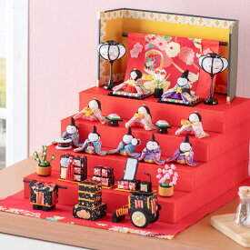 【早割!! 5％OFF★11/11 正午まで】雛人形 コンパクト モダン おしゃれ かわいい お雛様 ミニ サイズ ひな人形 小さい ちりめん 楽しいひな祭り 10人揃い おひな様 京都老舗 龍虎堂 リュウコドウ 人気 インテリア おすすめ レビュー投稿 おまけ 名前 木札