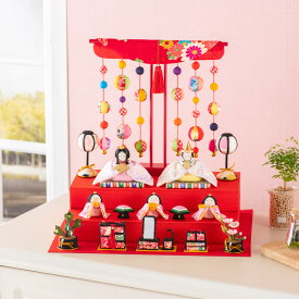 【早割!! 5％OFF★11/17 正午まで】雛人形 コンパクト モダン おしゃれ かわいい お雛様 ミニ サイズ ひな人形 小さい ちりめん 色彩雛(5人揃い) おひな様 京都老舗 龍虎堂 リュウコドウ 人気 インテリア おすすめ レビュー投稿 おまけ 名前 木札