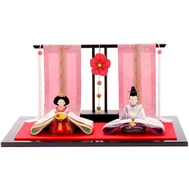 【残りわずか!! 5%OFF★3/11 正午まで】雛人形 コンパクト ケース飾り モダン おしゃれ かわいい お雛様 ミニ サイズ 親王飾り ちりめん 小さい 花雅雛 桃花几帳付き ひな祭り 龍虎堂 リュウコドウ 人気 インテリア おすすめ