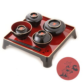 ママ応援!! お食い初め セット 料理 食器 食器セット 食器付き ギフト 鯛 飾り お膳 初膳 出産祝い 男の子 女の子 ディズニー 初膳 ミッキー朱色(男の子用)・ミニー黒色(女の子用) 送料無料 (沖縄除く)