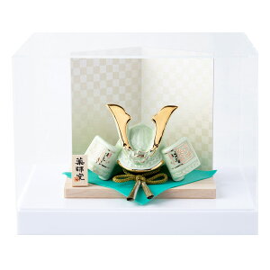 五月人形 コンパクト おしゃれ ミニ 兜 兜飾り ケース飾り 桐箱セット 子供の日 2026年 節句飾り 節句人形 陶器 陶磁器 染絵出世兜 天色 若緑 薬師窯 送料無料 (沖縄除く)