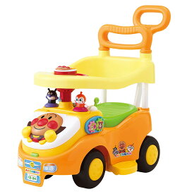 【アガツマ】アンパンマン よくばりビジーカー 押し棒+ガード付き　足けり　押し車　乗用玩具　屋内用
