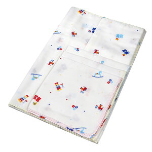 【日本製】綿100% ダブルガーゼ入浴セット おもちゃ柄 6枚入り 沐浴ガーゼ  ガーゼハンカチ 湯上り ベビー 赤ちゃん 沐浴 お風呂