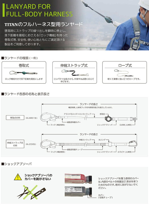 楽天市場】フルハーネス型・胴ベルト型 兼用 ランヤード 墜落制止用 