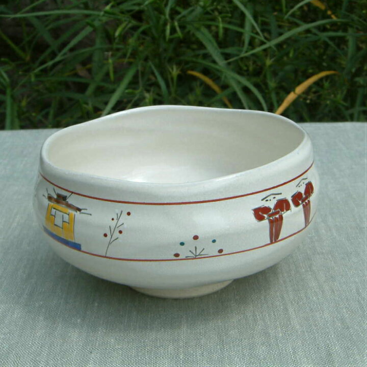 赤膚 数茶碗 10客 青白い 窯元不明 モミ箱入
