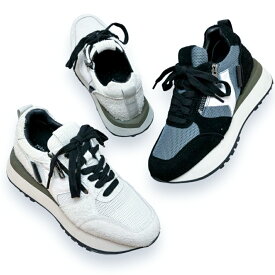 yuko imanishi+[ユウコイマニシプラス]/DAN/746050 スニーカー 厚底 ボリュームソール ファスナー ジッパー カジュアル ホワイト 白 ブラック 黒 本革 レザー 靴 レディース