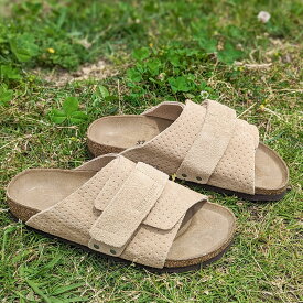 BIRKENSTOCK[ビルケンシュトック]/KYOTO[キョウト]/DOTTED NEW BEIGE[ドットニューベージュ]/1027074 ナロー幅 カジュアル エンボス パンチング サンダル ベルクロ 本革 レザー レディース 靴