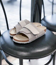 BIRKENSTOCK[ビルケンシュトック]/Kyoto[キョウト]/STONE COIN[ストーンコイン]/1020737 カジュアル サンダル ベルクロ ライトグレー 本革 レザー ナロー幅 レディース