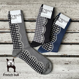 【ネコポス対応】frenchbull フレンチブル/エシェルソックス 靴下 チェック柄 グレー ブルー 青 ブラック 黒 厚手 レディース 11-23271