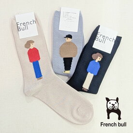 【ネコポス対応】FrenchBull フレンチブル/カップルソックスPrintrmps 靴下 ライトベージュ グレー ブラック レディース 11-25103