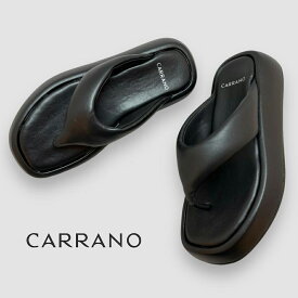 CARRANO[カラーノ]/642300 サンダル ミュール トング パデット ブラック 黒 レザー 本革 靴 レディース