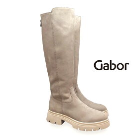 Gabor ガボール/31859 ロングブーツ シンプル カジュアル ジップアップ 厚底 筒周り調整可能 レザー 本革 靴 レディース