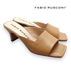 FABIO RUSCONI ファビオルスコーニ/F32006 サンダル ミュール ヒール スクエアトゥ ベージュ レザー 本革 靴 レディース
