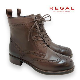 REGAL[リーガル]/F04Q ショートブーツ ジップアップ ゴアテックス 完全防水 雨 ダークブラウン レザー 本革 靴 レディース