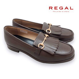 REGAL リーガル/F70N キルトローファー ビット フラット マニッシュ ダークブラウン レザー 本革 靴 レディース