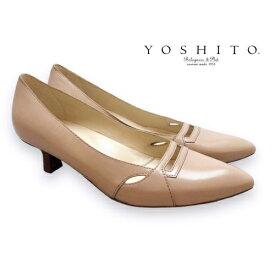 YOSHITO ヨシト/4442 パンプス ローヒール シンプル ベージュ レザー 本革 靴 レディース