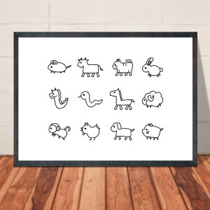 【送料無料】A4・A3ポスター お正月・新年 【干支せいぞろい】インテリア フォト インテリア小物 写真 A4・A3サイズ インスタ映え 壁飾り アート イラスト 和風 和モダン m1