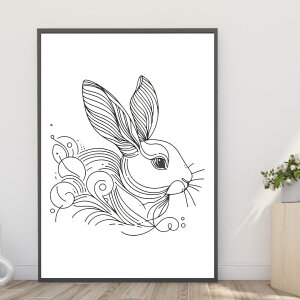 【送料無料】A4・A3ポスター【うさぎの線画01】兎 ウサギ ラビット ペット かわいい ネザーランドドワーフ ホーランドロップミニうさぎ ロップイヤー ミニレッキス ドワーフロップ ライオン