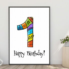 【楽天1位】【送料無料】A4・A3ポスター 【ハッピーバースデー1歳】バースデーフォト おうちスタジオ Birthday Photo 年齢 数字 番号 誕生日写真 記念写真 デザイン インテリア アート インテリア 年齢 A4・A3サイズ インスタ映え 小物 飾り イラスト 壁飾り m1