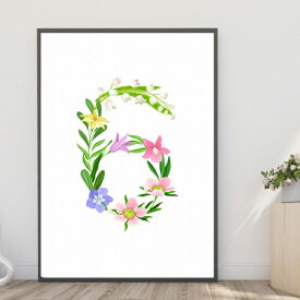【楽天1位】【送料無料】A4・A3ポスター 【花の数字6】バースデーフォト おうちスタジオ Birthday Photo 年齢 数字 番号 誕生日写真 記念写真 デザイン インテリア アート インテリア 年齢 A4・A3サイズ インスタ映え 小物 飾り イラスト 壁飾り m1